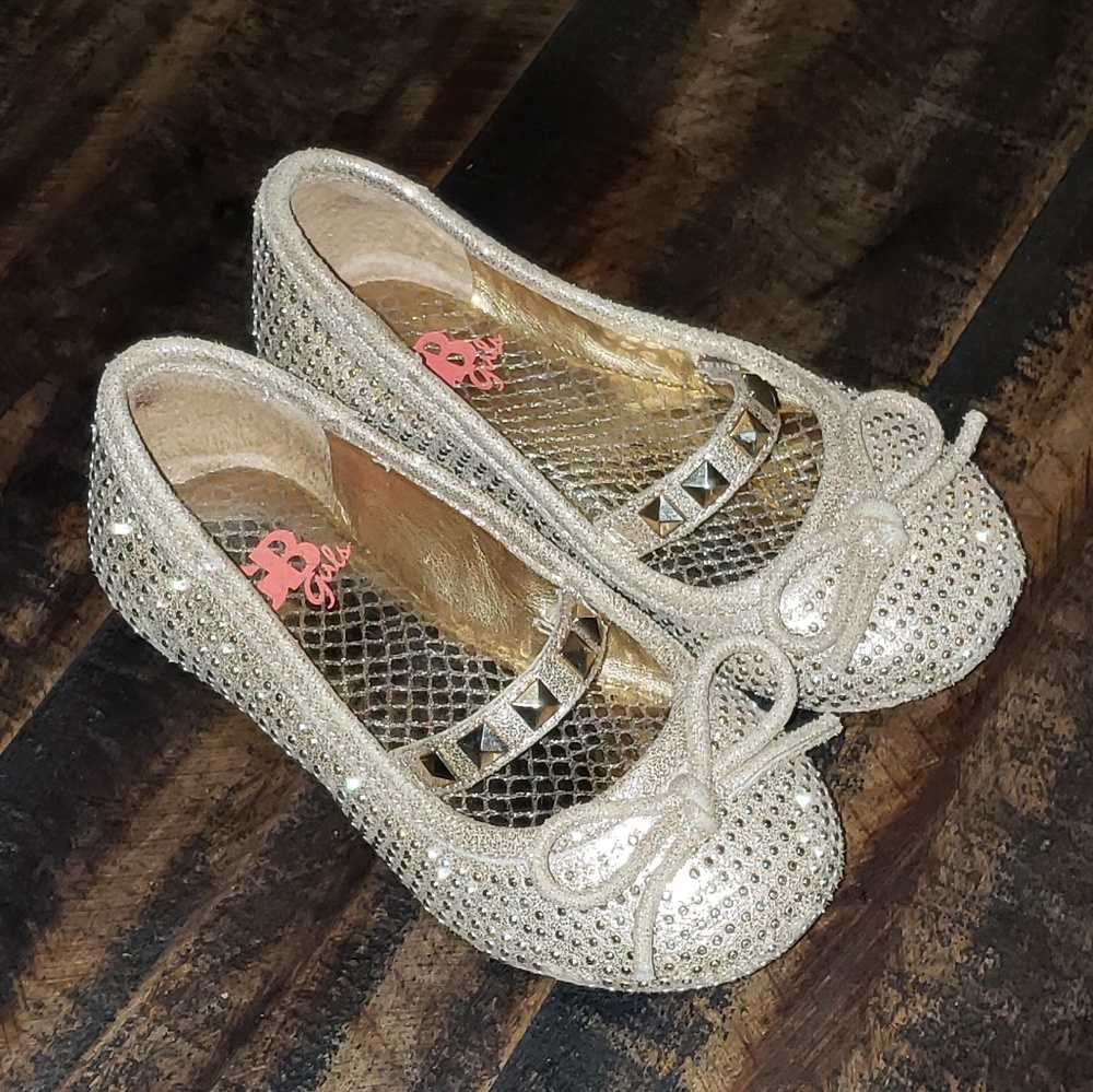 Gold Rhinestone Flats - Size 8